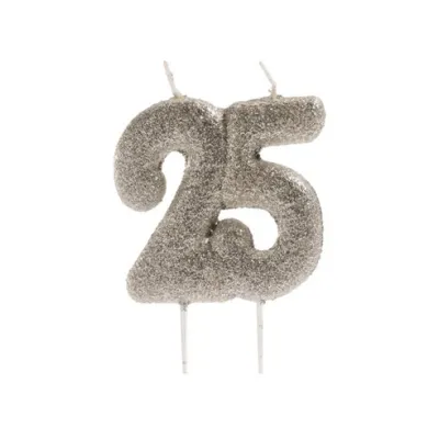 VELA 25 ANIVERSARIO PURPURINA PLATA 345337