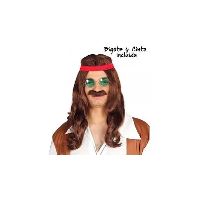PELUCA HIPPIE CON BIGOTE HOMBRE 4912