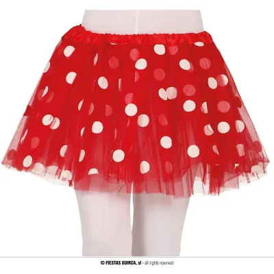 TUTU ROJO CON TOPOS BLANCOS INFANTIL 17058