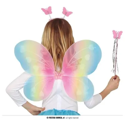 ALAS MARIPOSA, DIADEMA Y VARITA MULTICOLOR 18775