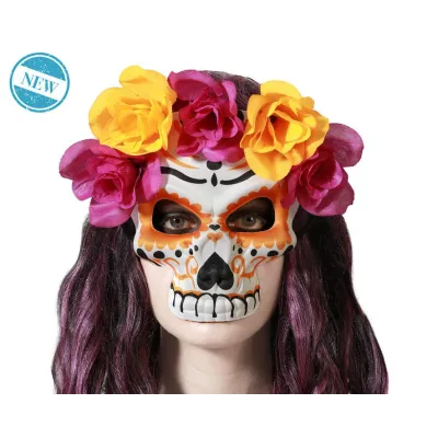  MASCARA MUERTE MEXICANA NARANJA - MORADO 79117