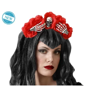  DIADEMA HALLOWEEN FLORES ROJO 79136
