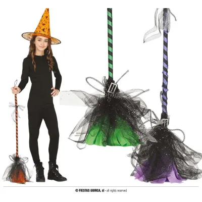 ESCOBA BRUJA LUJO COLORES 95CM 26768