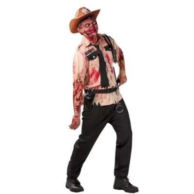 DISFRAZ ADULTO POLICIA ZOMBIE T-M 80578