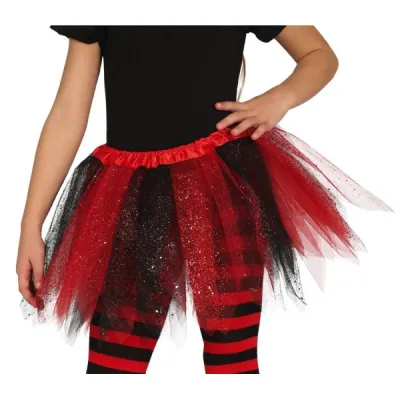 FALDA TULL INFANTIL ROJO NEGRO 17201