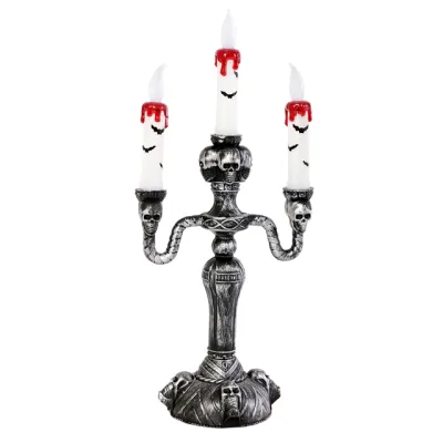 CANDELABRO CALAVERAS CON LUZ 115246
