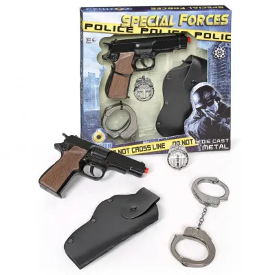 PISTOLA METAL CON ACCESORIOS POLICIA 425-6