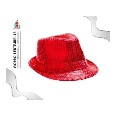 SOMBRERO LENTEJUELAS ROJO 18376