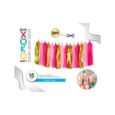 GUIRNALDA POMPONES ROSAS 3M 