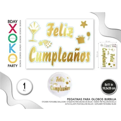PEGATINA FELIZ CUMPLEAÑOS ORO 53645