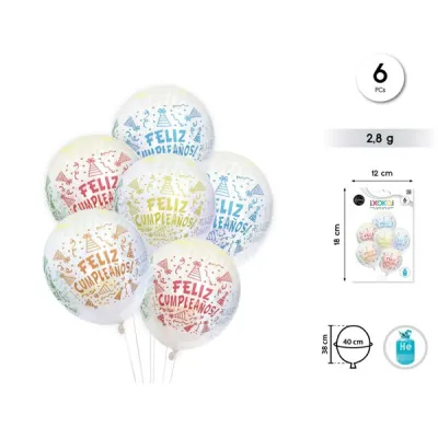 BOLSA 6 GLOBOS FELIZ CUMPLEAÑOS  53991