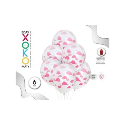 BOLSA 6 GLOBOS NUBES ROSA 53994
