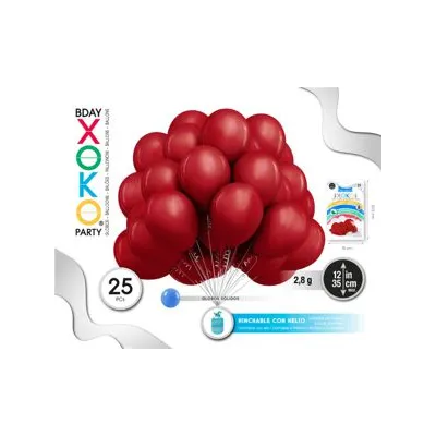 BOLSA 25 GLOBOS GRANATE 30CM 54307