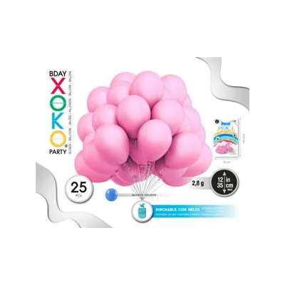BOLSA 25 GLOBOS ROSA 30CM 54309