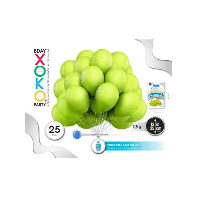 BOLSA 25 GLOBOS VERDE LIMA  30CM 54319