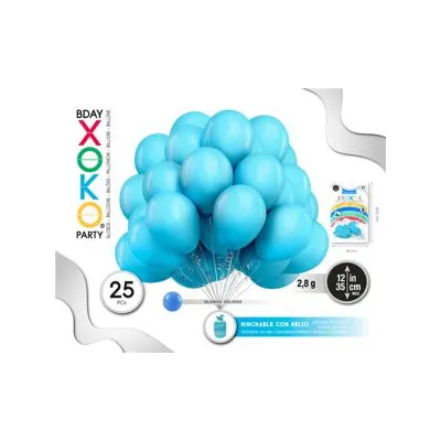 BOLSA 25 GLOBOS AZUL CLARO 30CM 54322