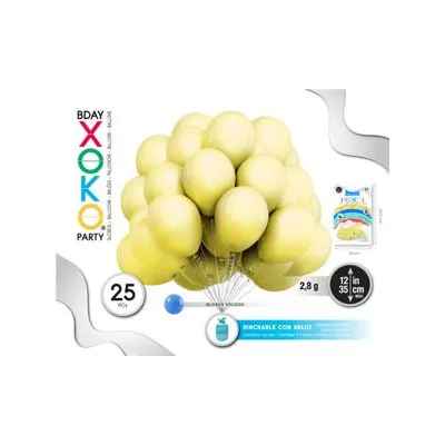 BOLSA 25 GLOBOS AMARILLO 30CM 54339