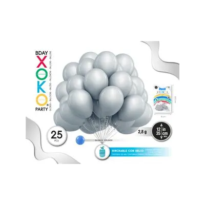 BOLSA 25 GLOBLOS GRIS 30CM 54341