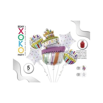 SET GLOBOS FELIZ CUMPLEAÑOS TARTA 54887