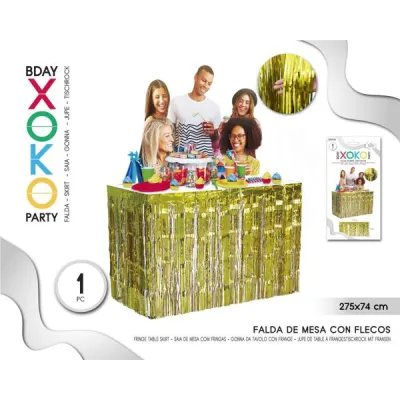 FALDA MESA FLECO ORO 275X74 55037