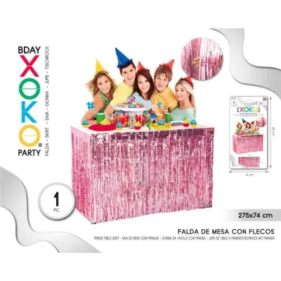 FALDA FLECO MESA ROSA 275X74 55039