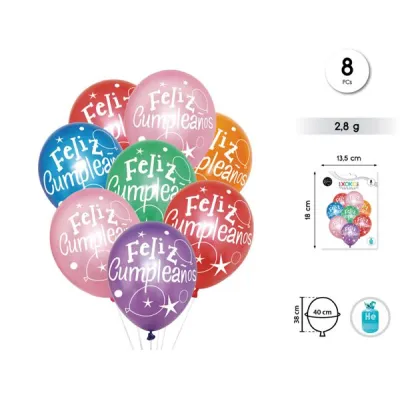 BOLSA 8 GLOBOS FELIZ CUMPLEAÑOS 55120
