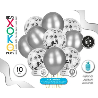 SET 10 GLOBOS PLATA 57055