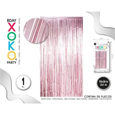 CORTINA FLECOS ROSA 1X2M 57547