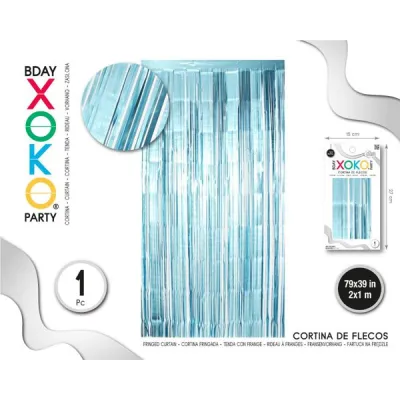 CORTINA FLECOS CELESTE 1X2M 57546