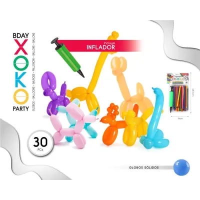 30 GLOBOS MODELISMO + INFLADOR 59549