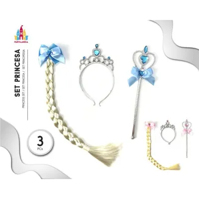 SET TRENZA CORONA Y VARITA PRINCESA 71456
