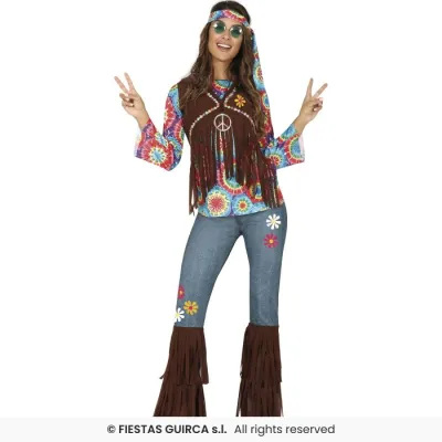 DISFRAZ ADULTO MUJER HIPPIE T-L  86566
