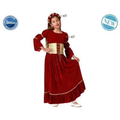 DISFRAZ REINA MEDIEVAL ROJO T-7-9 78036