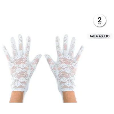 GUANTE CORTO ENCAJE BLANCO 18495