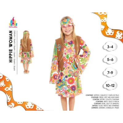 DISFRAZ HIPPIE NIÑA T-10-12 24880