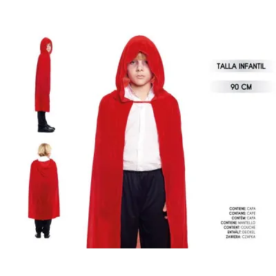 CAPA CAPUCHA TERCIOPELO ROJA INFANTIL 30471