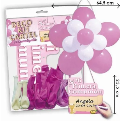 KIT CARTEL GLOBOS COMUNION NIÑA 5548