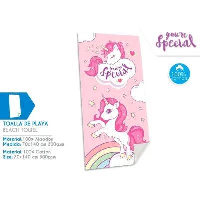TOALLA ALGODON UNICORNIO 70X140 KL11479