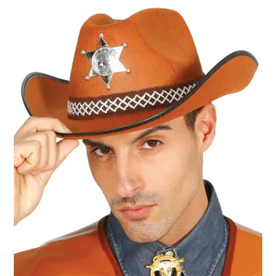 SOMBRERO SHERIF MARRON ADULTO 13546