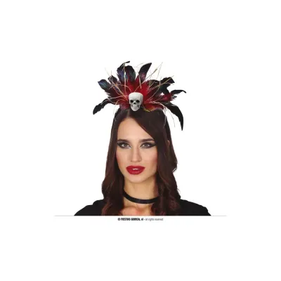 DIADEMA CALAVERA CON PLUMAS 26717