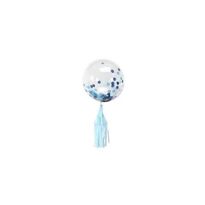 GLOBO CON VARA CONFETTI Y TUL AZUL 53031