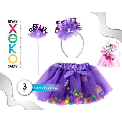 SET TUTU, DIADEMA Y VARITA FELIZ CUMPLEAÑOS 71416