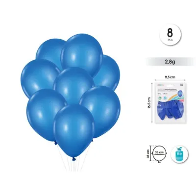 BOLSA 8 GLOBOS AZUL 35CM 51093