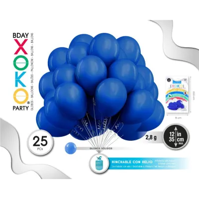 BOLSA 25 GLOBOS AZUL OSCURO 35CM 54793