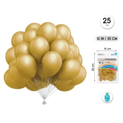 BOLSA 25 GLOBOS ORO 35CM 54969