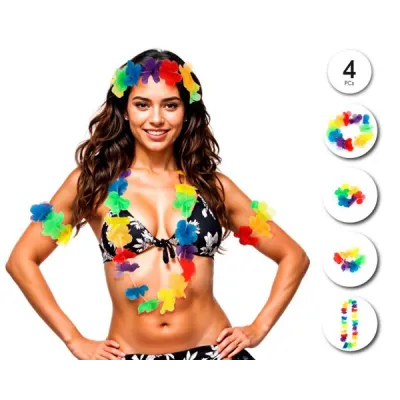 CONJUNTO COLLAR HAWAIANO 4 PIEZAS 90324