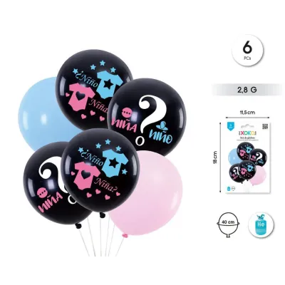 BOLSA 6 GLOBOS REVELACION 93444