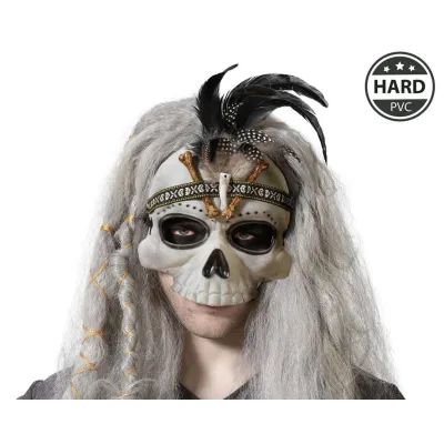MASCARA CALAVERA CON PLUMAS 71866
