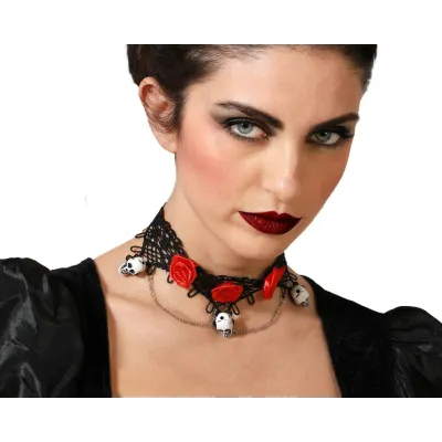 COLLAR HALLOWEEN ROJO- NEGRO 74830