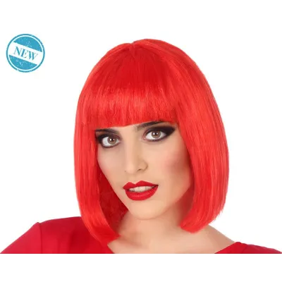 PELUCA MELENA CORTA FLEQUILLO ROJA 80124
